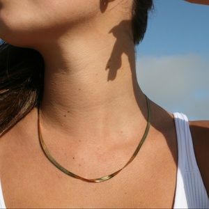 Gold and Silver Herringbone Necklace